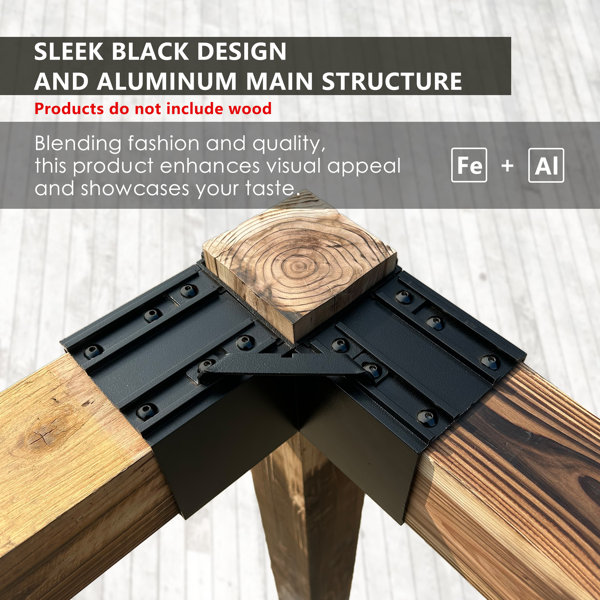 6-Pack Pergola Brackets Kit - Heavy Duty 3-Way Corner & T-Joints For 4x4 Wood Posts